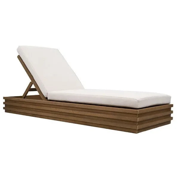 Barbados Eucalyptus Wood Chaise Lounge Chair in Beige - The Mayfair Hall