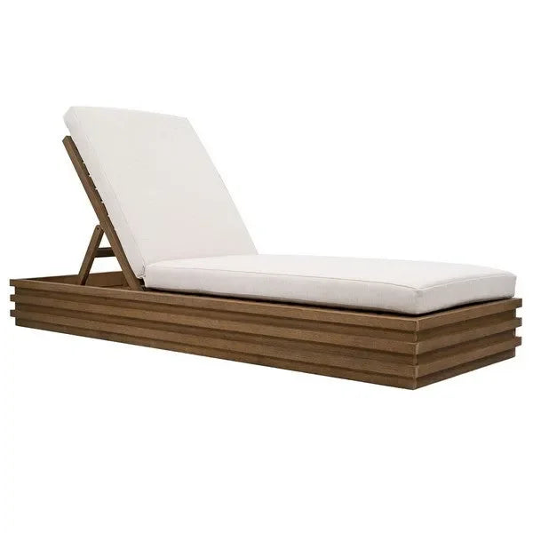 Barbados Eucalyptus Wood Chaise Lounge Chair in Beige - The Mayfair Hall