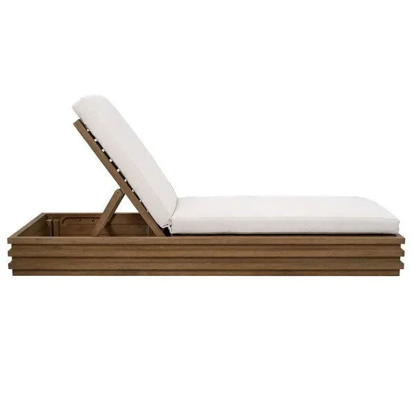 Barbados Eucalyptus Wood Chaise Lounge Chair in Beige - The Mayfair Hall