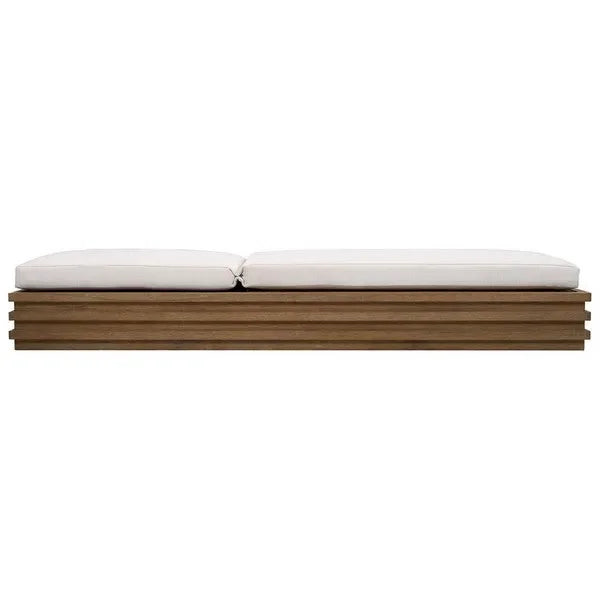 Barbados Eucalyptus Wood Chaise Lounge Chair in Beige - The Mayfair Hall
