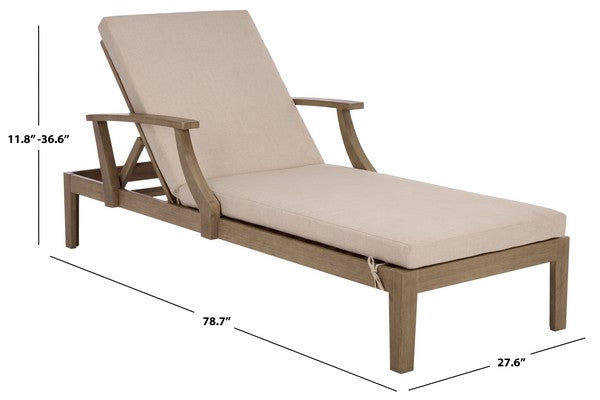Martinique Patio Chaise Lounge in Natural with Beige Cushion