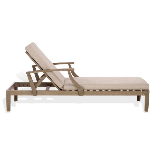 Martinique Patio Chaise Lounge in Natural with Beige Cushion