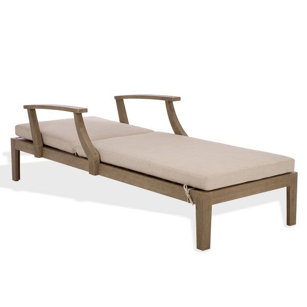 Martinique Patio Chaise Lounge in Natural with Beige Cushion