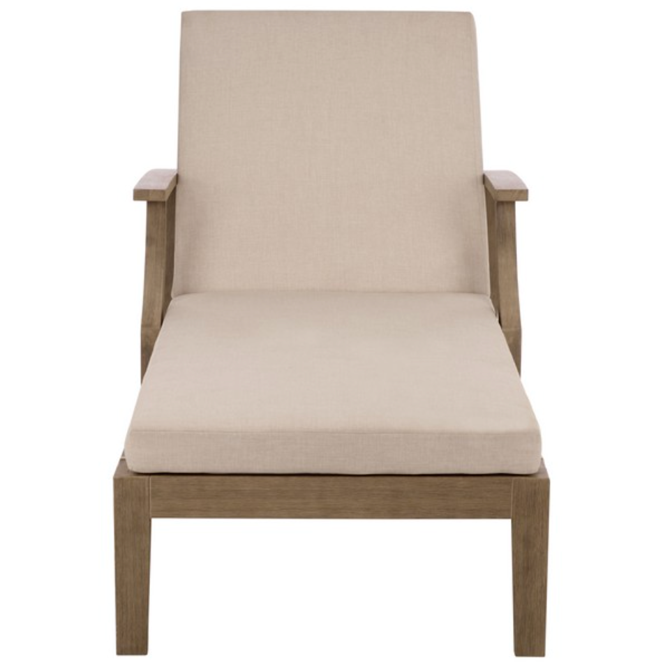 Martinique Patio Chaise Lounge in Natural with Beige Cushion