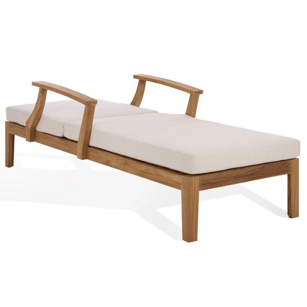 Martinique Patio Chaise Lounge in Natural Teak with White Cushion