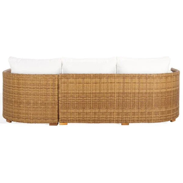 Anguilla Wicker Outdoor Chaise Sectional in Natural and White - The Mayfair Hall