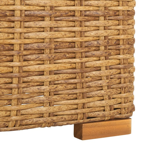 Anguilla Wicker Outdoor Chaise Sectional in Natural with White Cushion