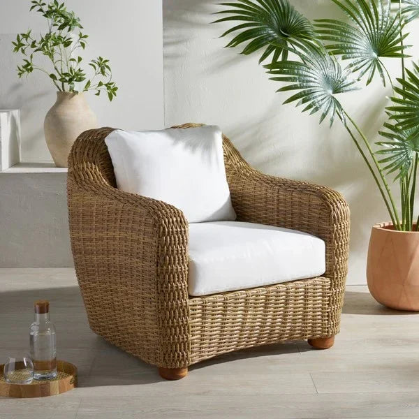 Melbourne Wicker Patio Chair in Natural - The Mayfair Hall