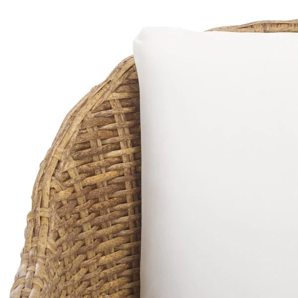 Melbourne Wicker Outdoor Dining Chair in Natural with White Cushion