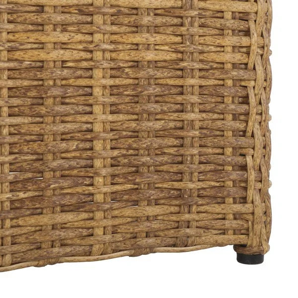 Melbourne Wicker Outdoor Dining Chair in Natural with White Cushion