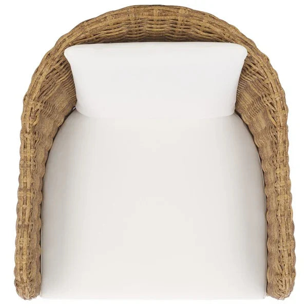 Melbourne Wicker Outdoor Dining Chair in Natural with White Cushion