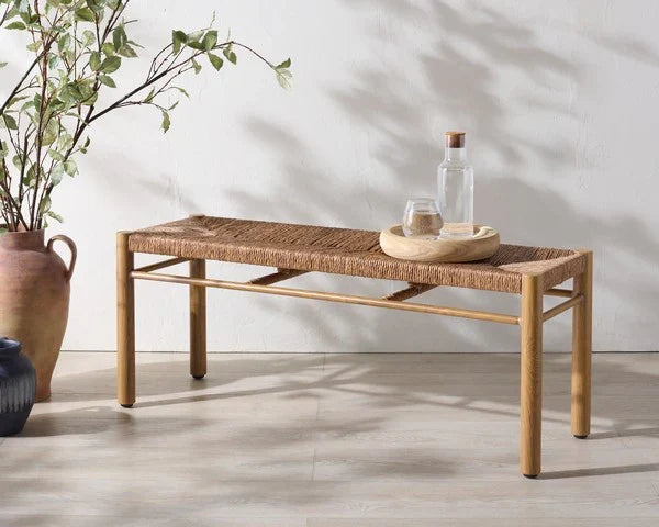 Romona Rattan Outdoor Bench in Natural