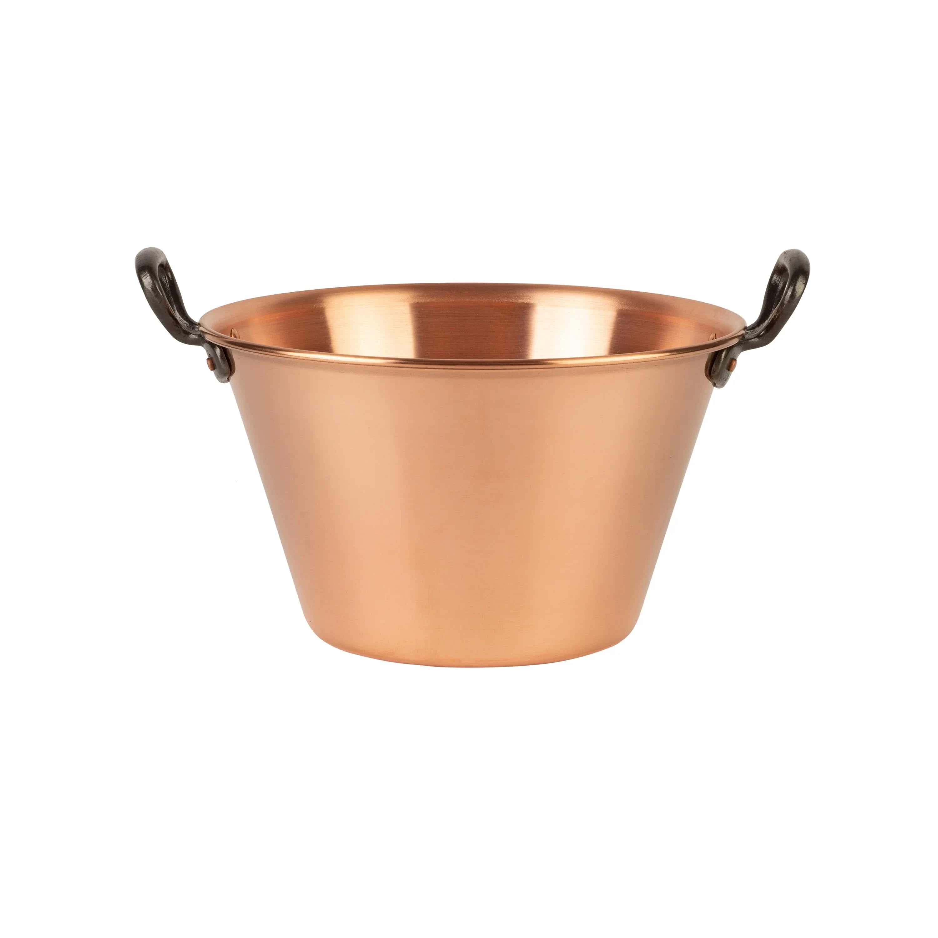 Copper jam pot with cast iron handles, 4.2 qt