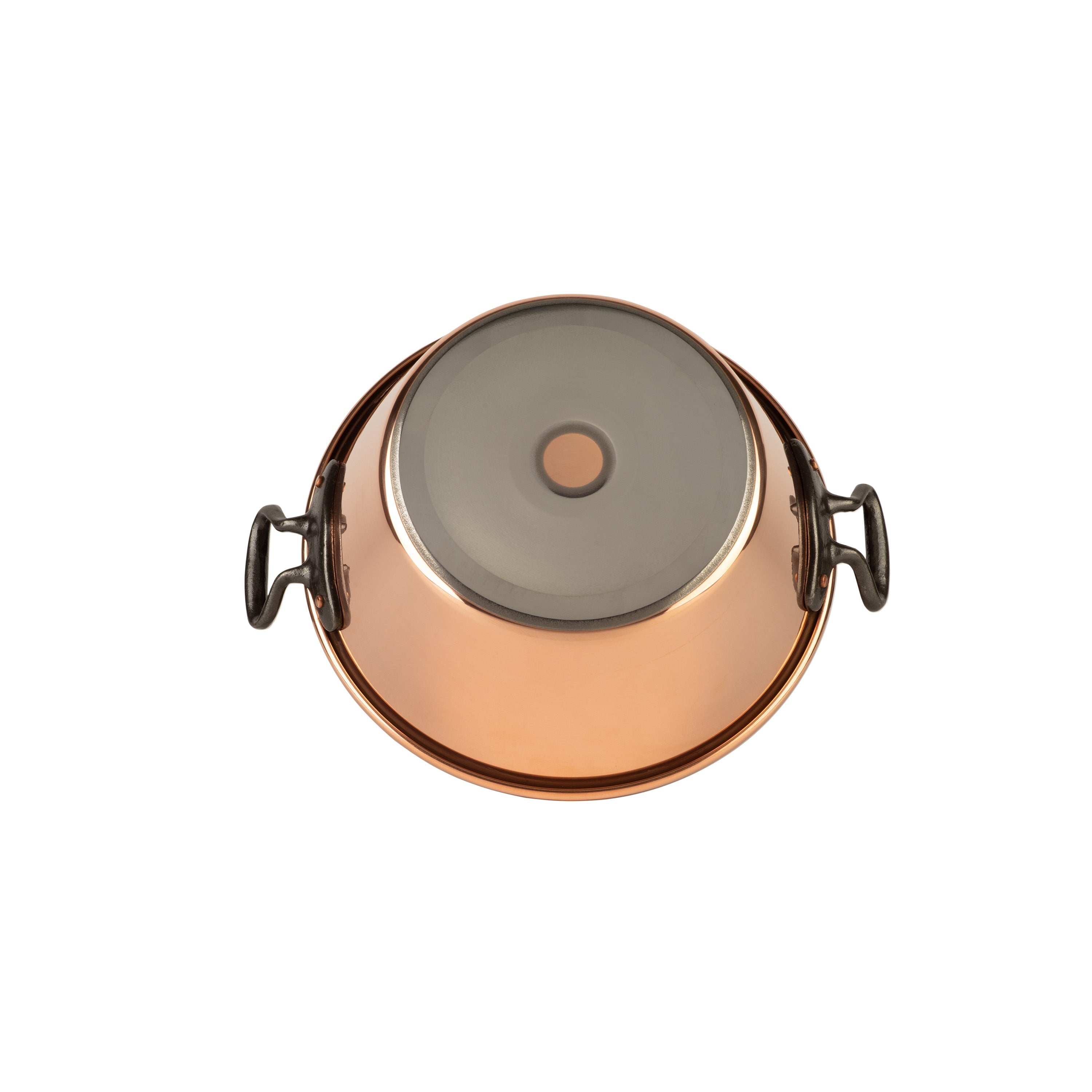 Copper jam pot for induction stoves with cast iron handles, 3.1 qt