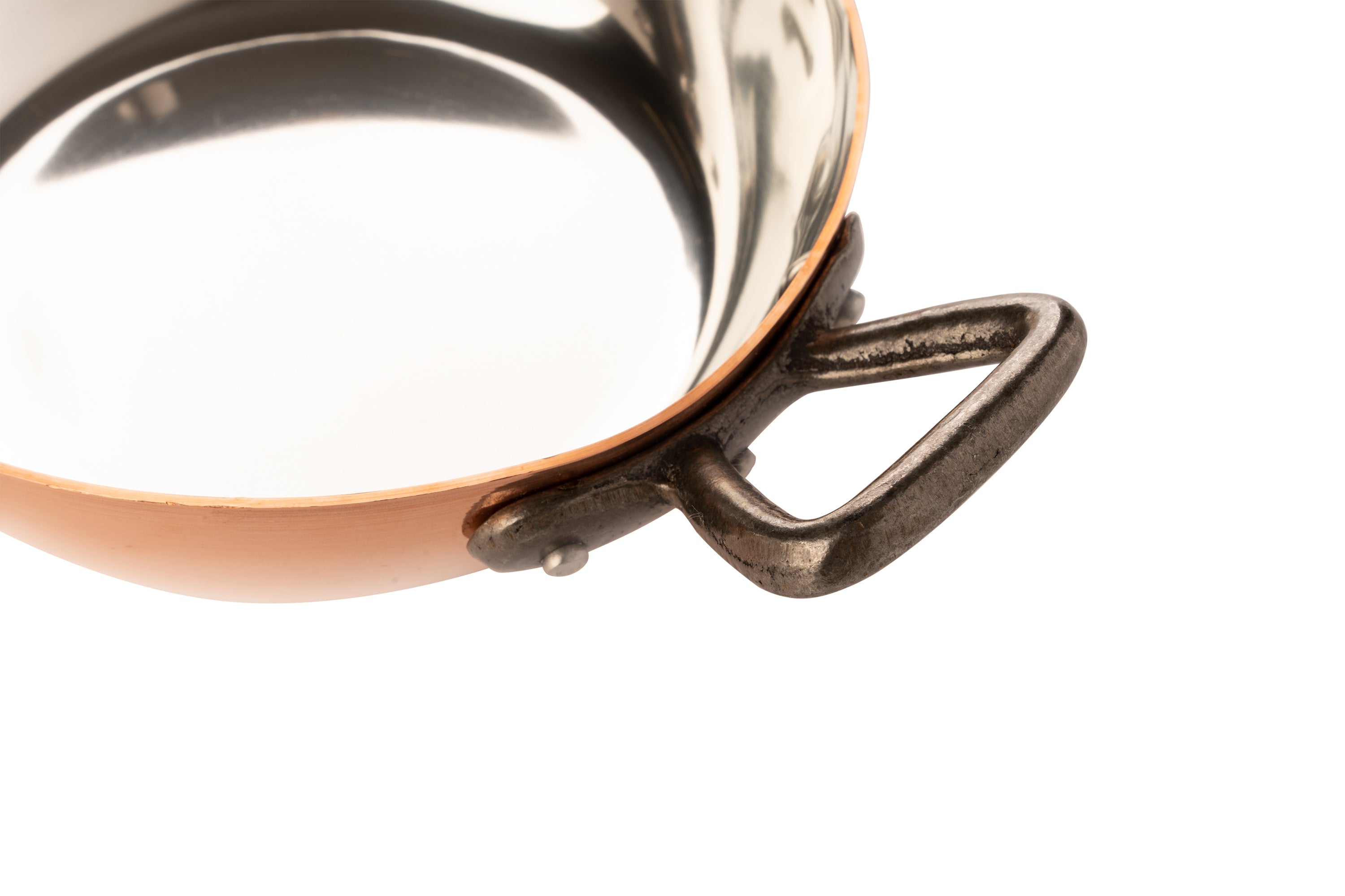 Tinned copper pan with two handles, Ø 6.3 in