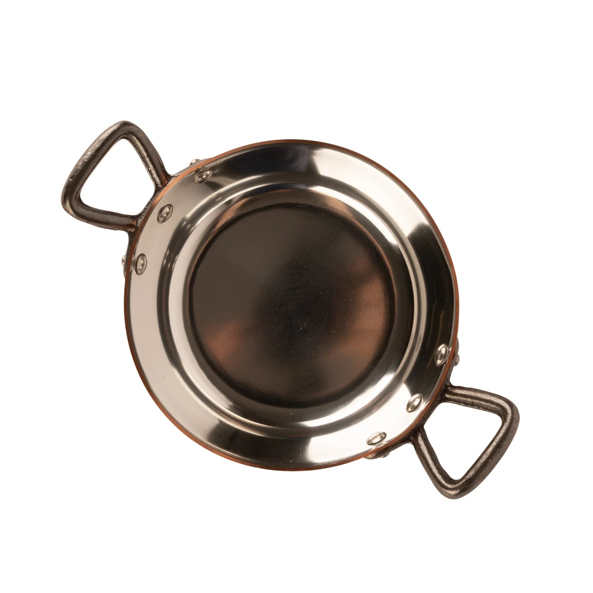 Tinned copper pan with two handles, Ø 6.3 in
