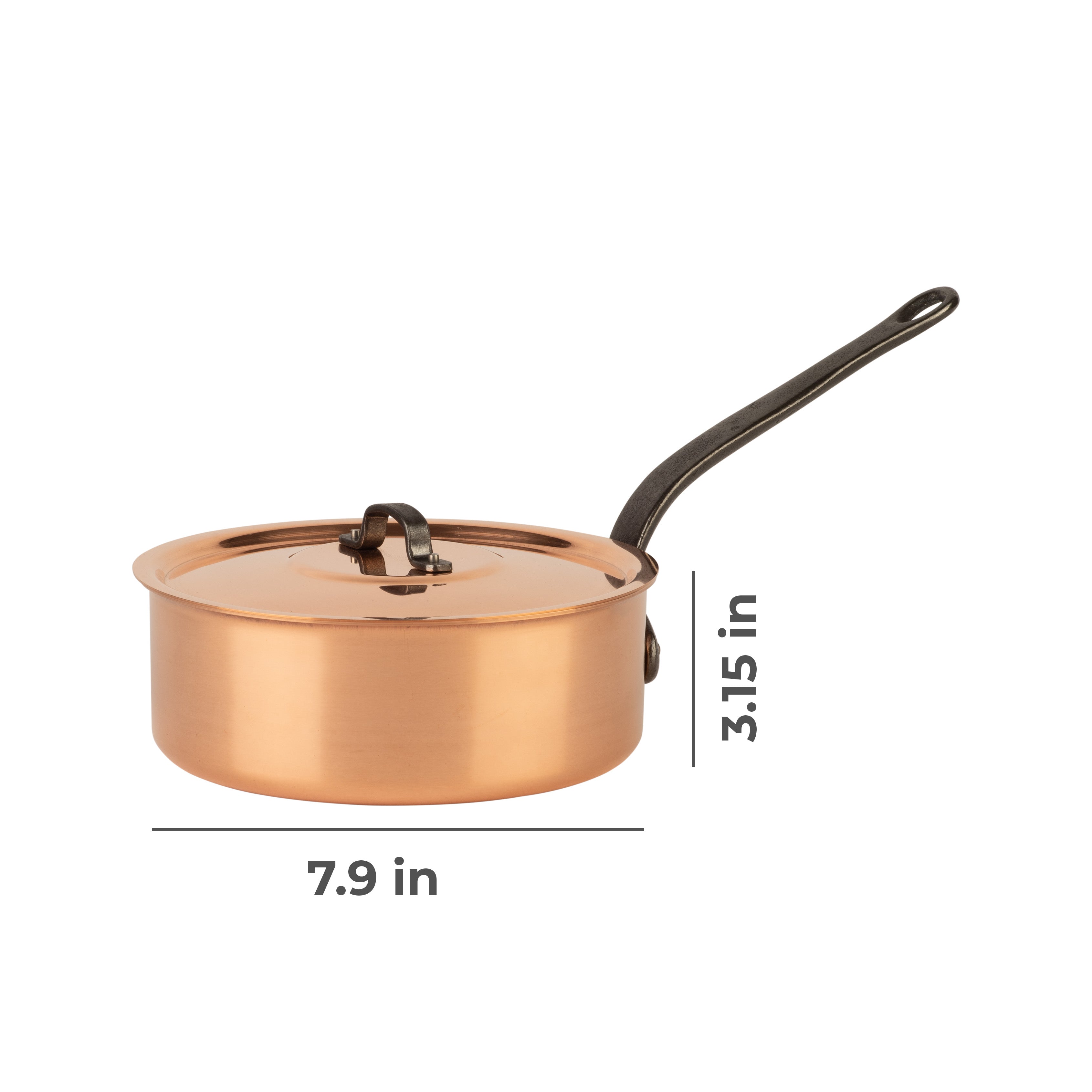 Tinned copper sauté pan with lid
