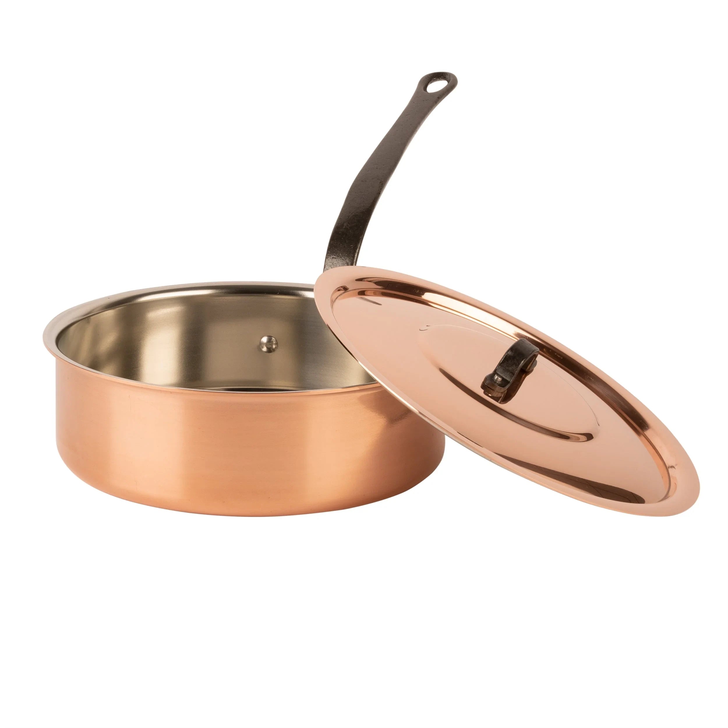Tinned copper sauté pan with lid