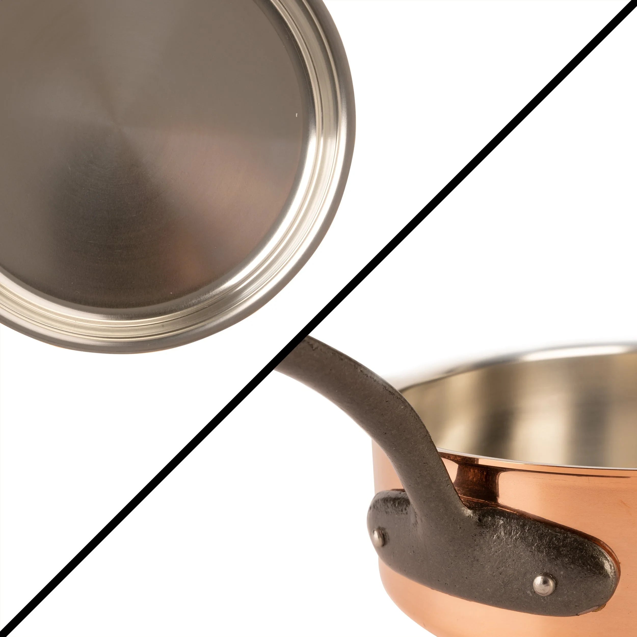Tinned copper sauté pan with lid