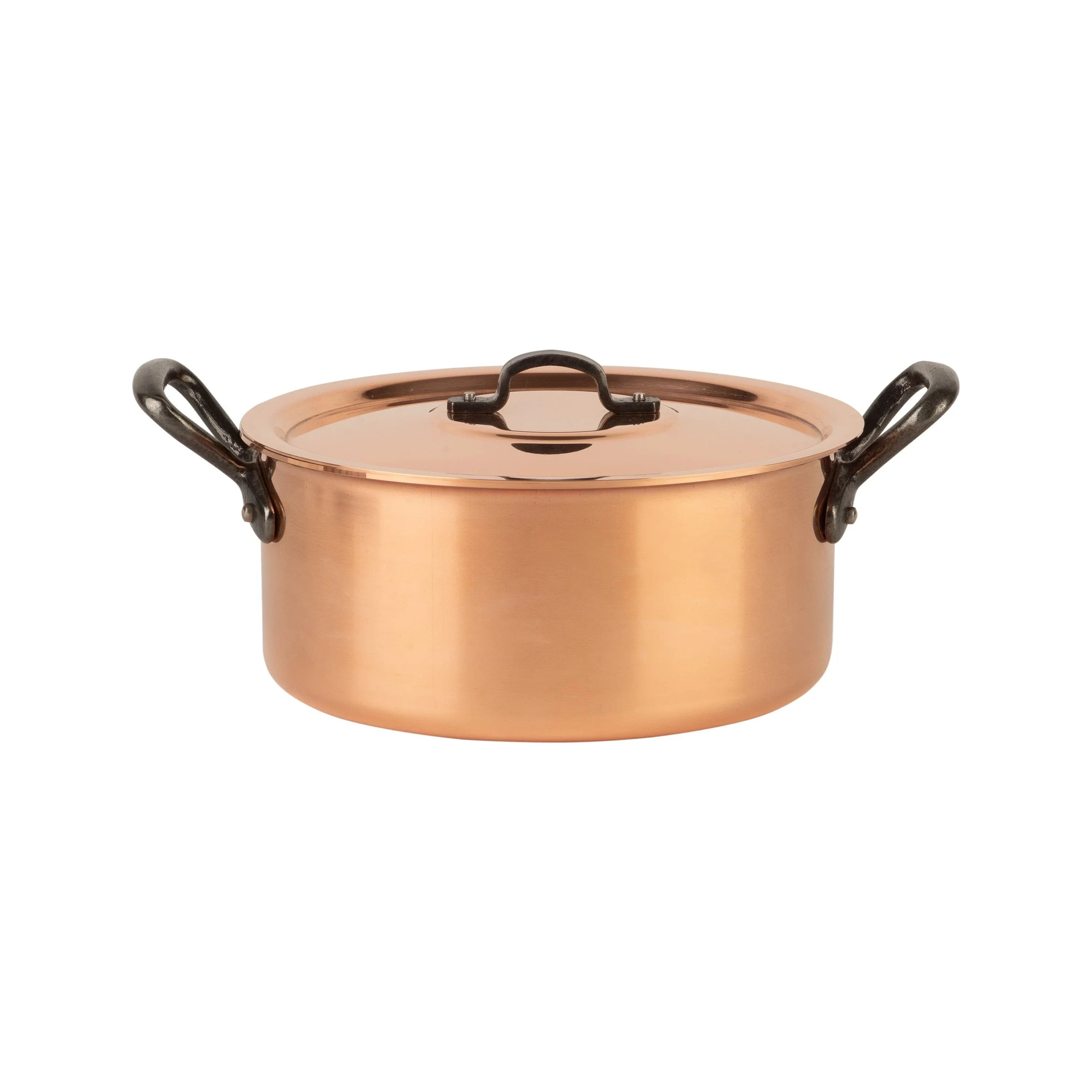 Tinned copper stock pot with lid