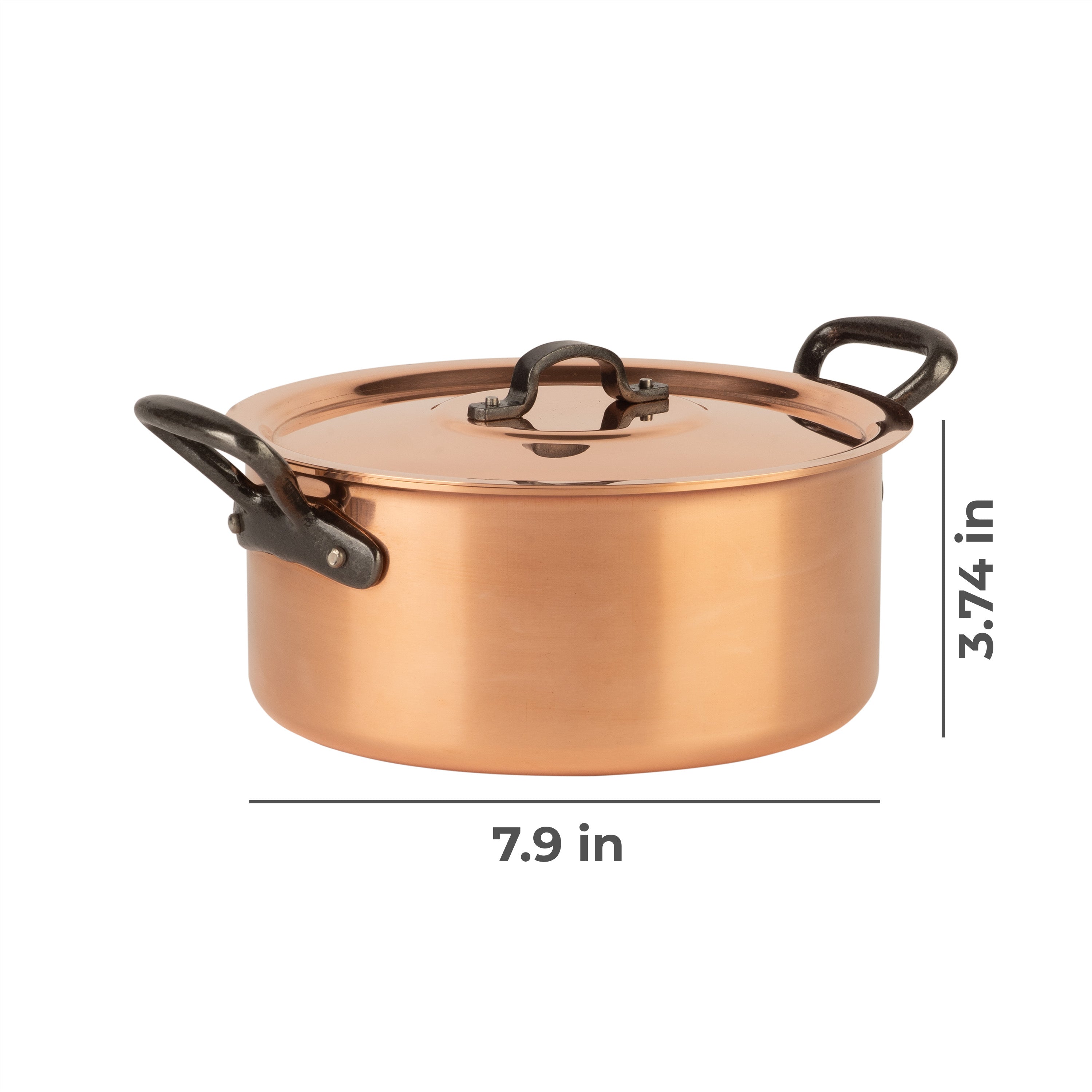 Tinned copper stock pot with lid