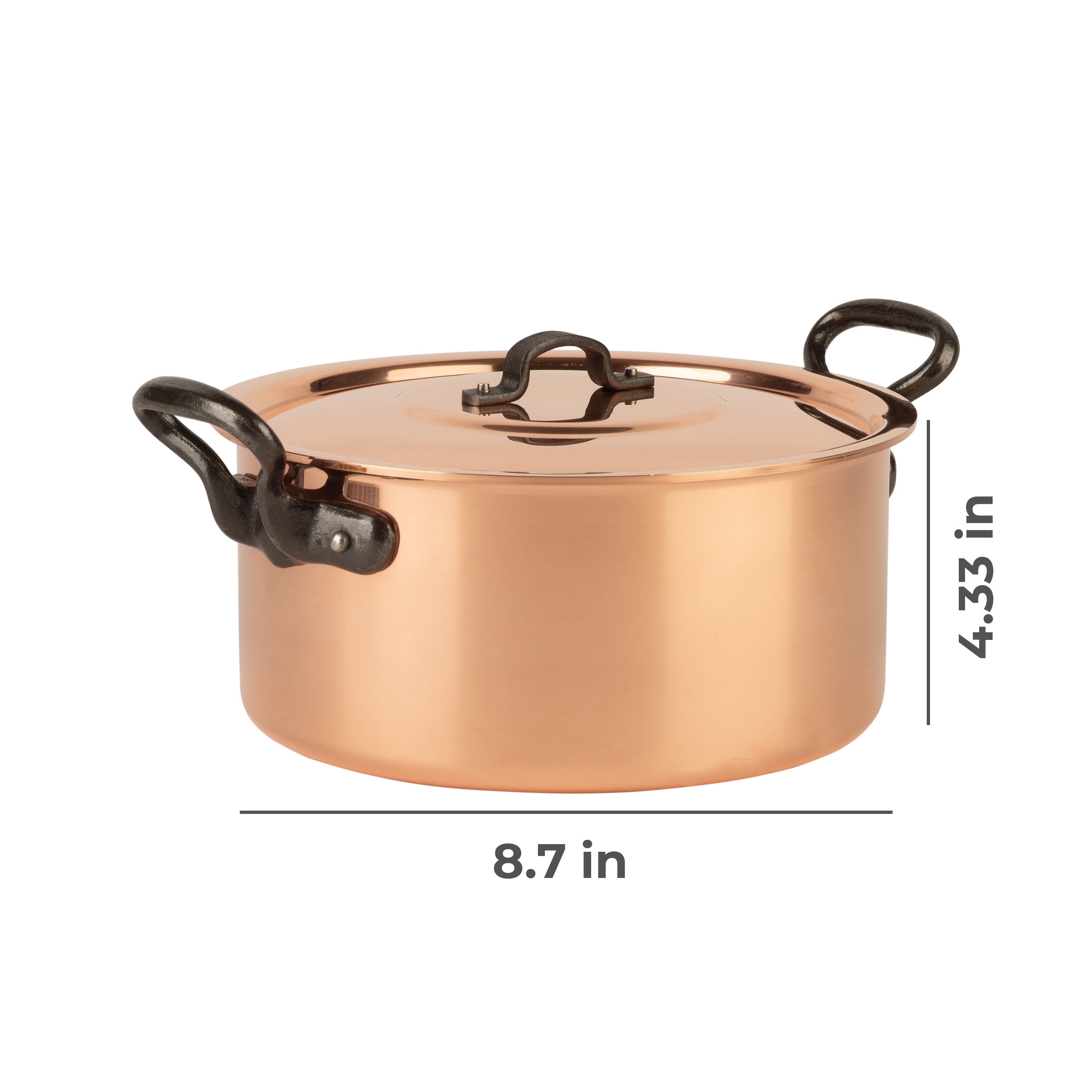 Tinned copper stock pot with lid