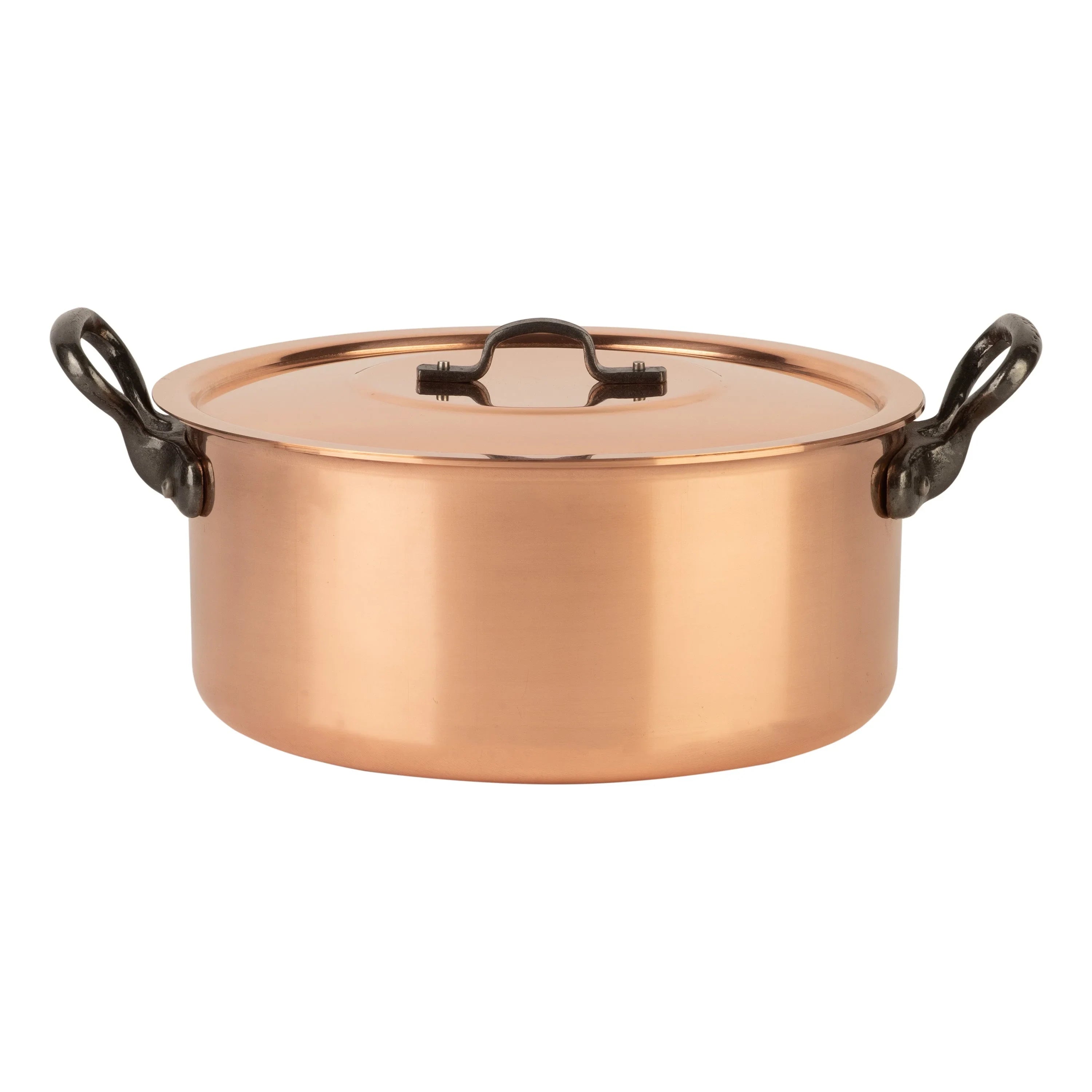Tinned copper stock pot with lid