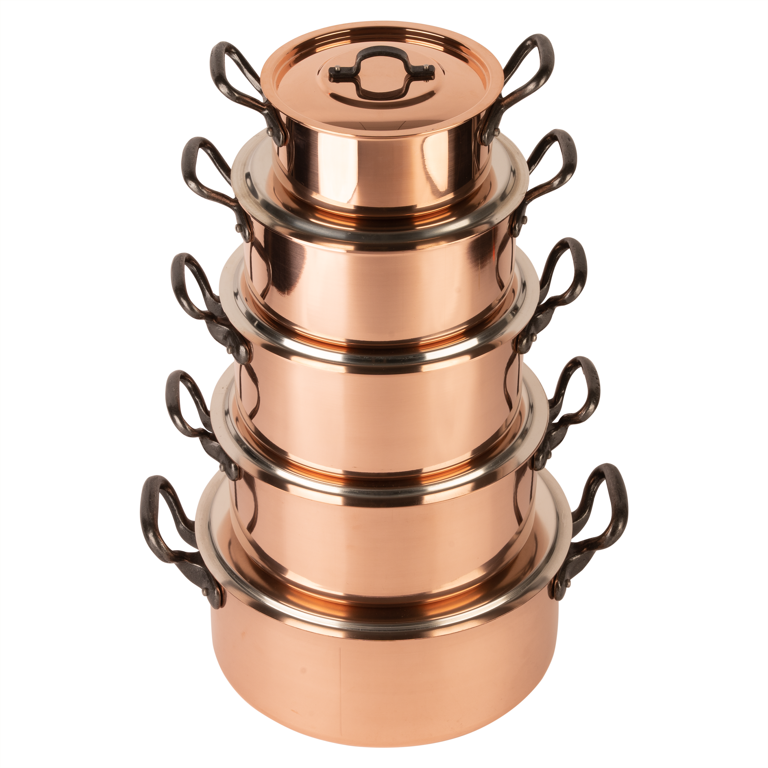 Tinned copper stock pot with lid