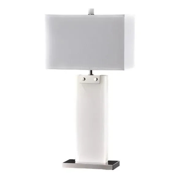 Morgen Alabaster Table Lamp in White and Nickel - The Mayfair Hall