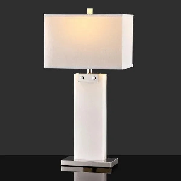 Morgen Alabaster Table Lamp in White and Nickel - The Mayfair Hall