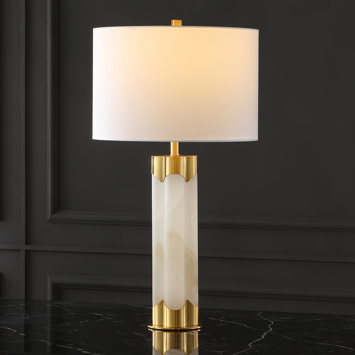 Chavez Alabaster Table Lamp in White and Gold