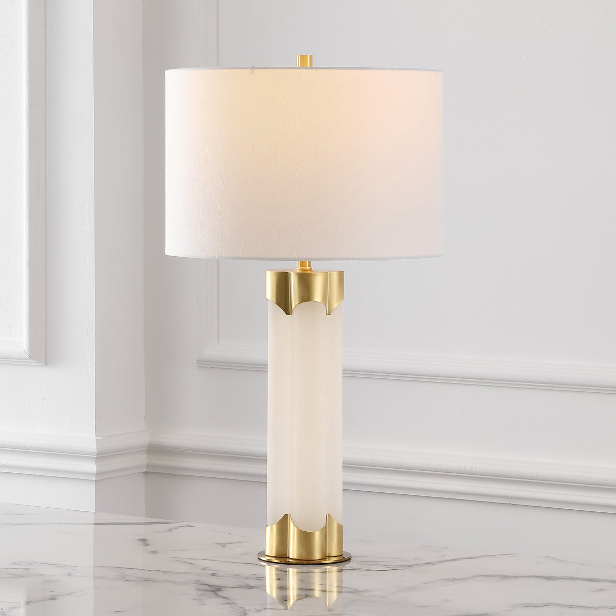 Chavez Alabaster Table Lamp in White and Gold