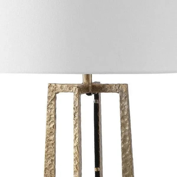 Pollyanna Iron Table Lamp in Antique Brass and White with Built-in Dimmer Switch - The Mayfair Hall