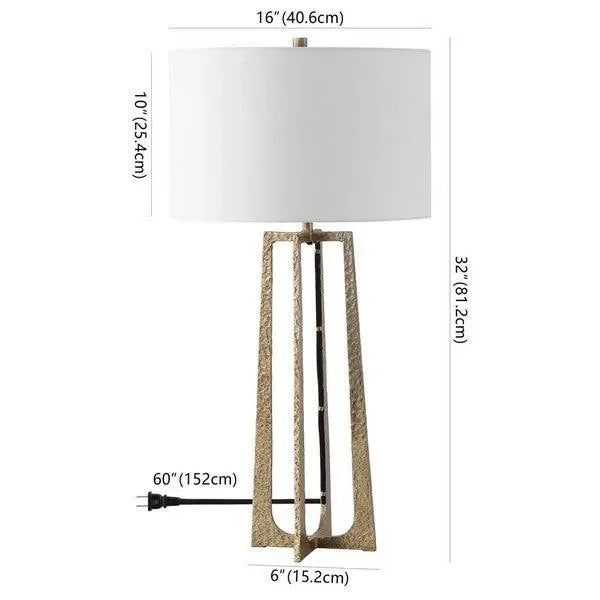 Pollyanna Iron Table Lamp in Antique Brass and White with Built-in Dimmer Switch - The Mayfair Hall