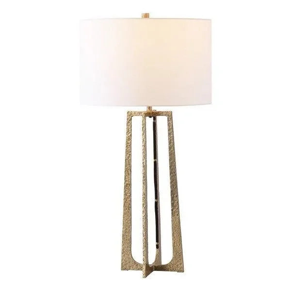 Pollyanna Iron Table Lamp in Antique Brass and White with Built-in Dimmer Switch - The Mayfair Hall