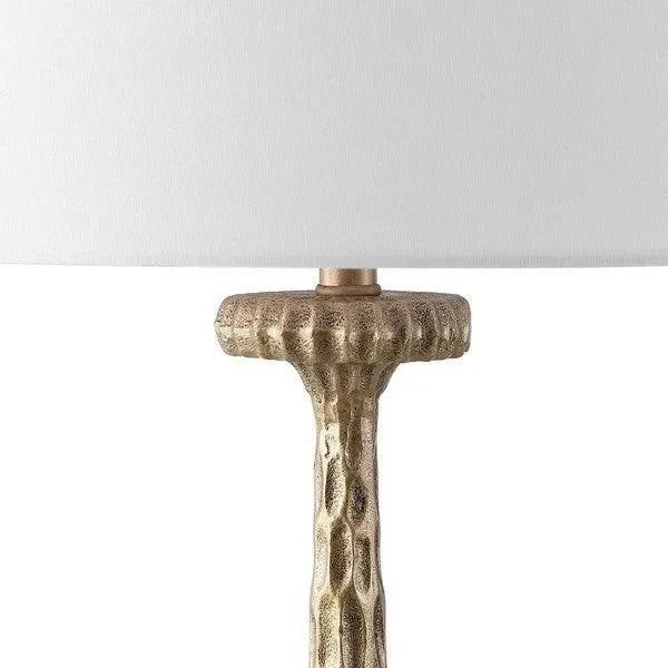 Roxalina Iron Table Lamp in Antique Brass and White with Dimmer Switch - The Mayfair Hall