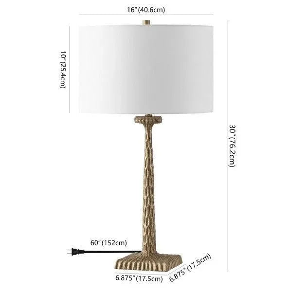 Roxalina Iron Table Lamp in Antique Brass and White with Dimmer Switch - The Mayfair Hall