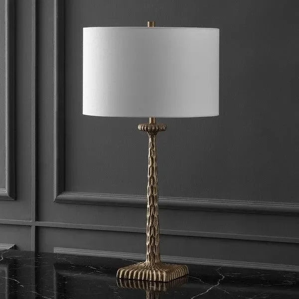Roxalina Iron Table Lamp in Antique Brass and White with Dimmer Switch - The Mayfair Hall
