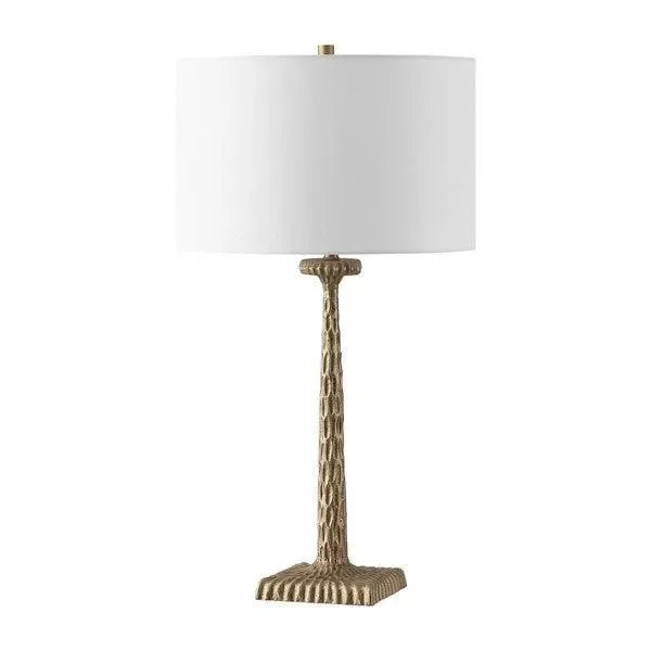 Roxalina Iron Table Lamp in Antique Brass and White with Dimmer Switch - The Mayfair Hall