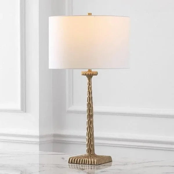 Roxalina Iron Table Lamp in Antique Brass and White with Dimmer Switch - The Mayfair Hall