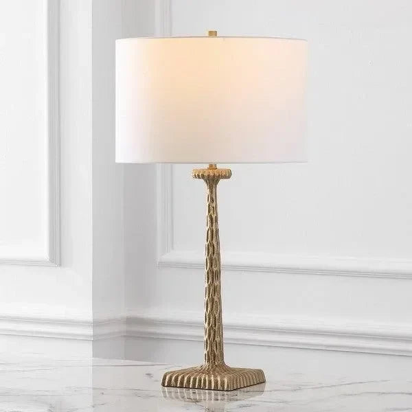 Roxalina Iron Table Lamp in Antique Brass and White with Dimmer Switch - The Mayfair Hall