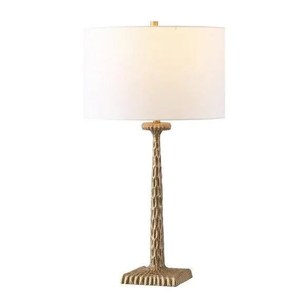 Roxalina Iron Table Lamp in Antique Brass and White with Dimmer Switch - The Mayfair Hall