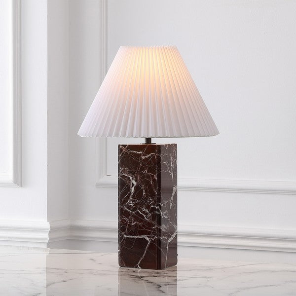 Mackenzie Square Marble Table Lamp in Maroon and White
