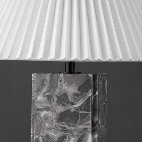 Mackenzie Marble Table Lamp in Light Gray and White