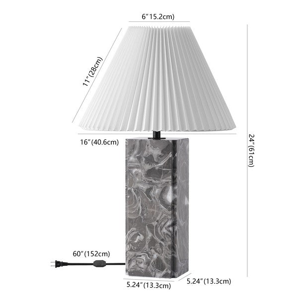 Mackenzie Marble Table Lamp in Light Gray and White