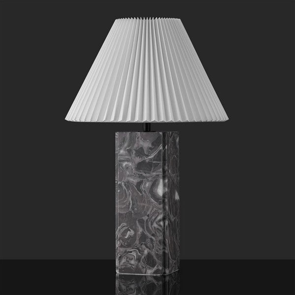 Mackenzie Marble Table Lamp in Light Gray and White