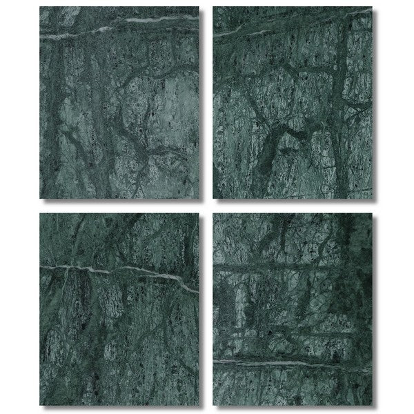 Mackenzie Square Marble Table Lamp in Dark Green with White Shade