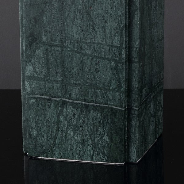 Mackenzie Square Marble Table Lamp in Dark Green with White Shade
