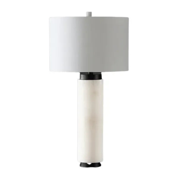 Sydni Alabaster Pillar Table Lamp in White - The Mayfair Hall