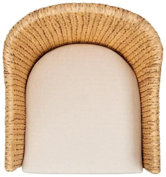 Solomon Water Hyacinth Dining Chair in Natural and Beige - The Mayfair Hall
